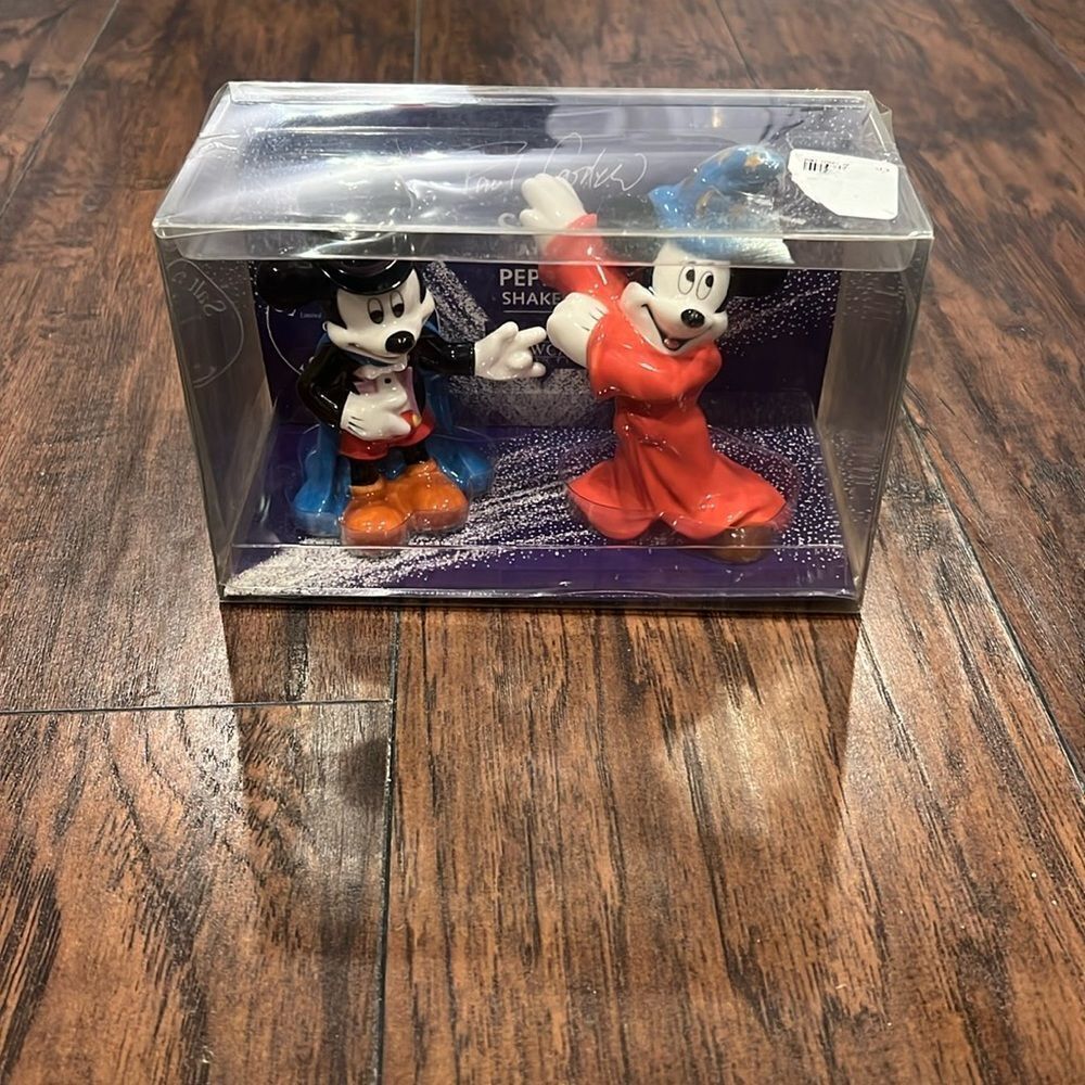 VTG Disney / Cardew Mickey in Tophat & Sorcerer Mickey SALT & PEPPER SHAKERS NIP